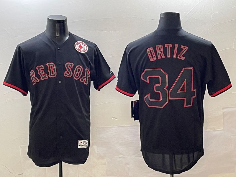 Men Boston Red Sox #34 Ortiz Black Fashion Elite 2025 Nike MLB Jersey style 3->boston red sox->MLB Jersey